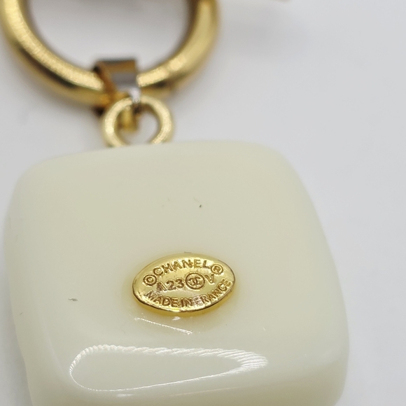 Authentic CHANEL Gold and Cream Logo Necklace. On Atolea Waterproof Chain - Picture 3 of 6